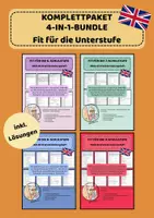 Vorschau - Arbeitsblätter - Englisch Wiederholungshefte Bundle – Fit für die 6. bis 9. Schulstufe | Englisch | Materialpaket | 4 Übungshefte mit Lösungen - Deckblatt