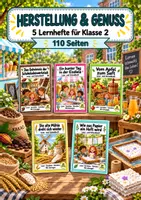Vorschau - Arbeitsblätter - Herstellung & Genuss: 5 Lernhefte für Klasse 2, Lesen und Schreiben - Deckblatt