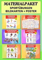 Vorschau - Spiele - Materialpaket Bewegung und Sport für Kinder – Bildkarten, Bewegungswürfel, Überkreuzübungen und Lernposter für Kita und Grundschule - Deckblatt
