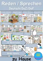 Vorschau - Arbeitsblätter - Materialpaket - Reden / Sprechen - zu Hause / wohnen / Möbel & Räume - DaZ/DaF / Deutsch / Sachunterricht - Deckblatt