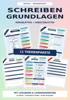 Vorschau - Arbeitsblätter - Schreiben Grundlagen komplett | 11 Merkblatt-Pakete mit Lösungen | Deutsch Klasse 5-8 - Deckblatt