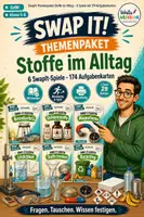 Vorschau - Spiele - NaWi Materialpaket „Stoffe im Alltag“ – 6 Swap-it-Kartenspiele für Klasse 5/6 | Farbe & S/W - Deckblatt