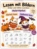 Vorschau - Arbeitsblätter - Materialpaket - Bilder und Sätze zuordnen | Lesespiel - Deckblatt