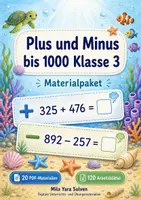 Vorschau - Arbeitsblätter - Plus und Minus bis 1000 Klasse 3 | Materialpaket | 20 PDFs mit 120 Arbeitsblättern - Deckblatt