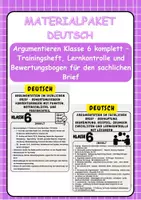 Vorschau - Arbeitsblätter - Materialpaket - Argumentieren Klasse 6 komplett – Trainingsheft, Lernkontrolle und Bewertungsbogen für den sachlichen Brief Klasse 6 - Deckblatt