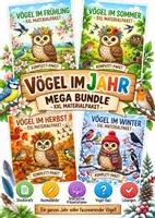 Vorschau - Arbeitsblätter - Vögel im Jahr – MEGA Bundle | Frühling, Sommer, Herbst & Winter | Steckbriefe, Ausmalbilder, Quiz & Präsentationen - Deckblatt