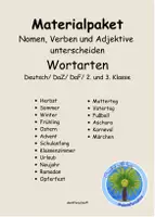 Vorschau - Arbeitsblätter - Materialpaket Wortarten | Wortschatz | Wortsammlung | Deutsch | DaZ | DaF | 2. Klasse | 4.Klasse |Nomen, Verben Adjektive - Deckblatt