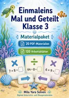Vorschau - Arbeitsblätter - Einmaleins Mal und Geteilt Klasse 3 | Materialpaket | 20 PDFs mit 120 Arbeitsblättern - Deckblatt