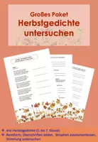 Vorschau - Arbeitsblätter - Großes Paket: Herbstgedichte untersuchen (Storm, Eichendorff, Rilke; Klasse 5-7, DaZ-geeignet, inkl. Lösungen) - Deckblatt