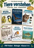 Vorschau - Arbeitsblätter - Tiere verstehen: 6 Bio-Missionen zu Körperbau, Sinnen und Angepasstheit | Klasse 5–6 - Deckblatt