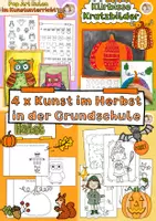 Vorschau - Arbeitsblätter - 4x Kunstideen im Herbst für die Grundschule - Deckblatt