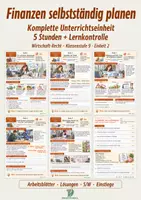 Vorschau - Stundenentwürfe - Finanzen selbstständig planen – komplette Einheit | Wirtschaft-Recht Klasse 9 | 5 Stunden + LK - Deckblatt