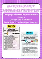 Vorschau - Arbeitsblätter - Materialpaket-Jahrgangsstufentest Bayern Realschule Klasse 6 Deutsch und Mathematik Probetests mit vollständigen Lösungen Klasse 6 - Deckblatt
