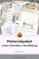 Vorschau - Arbeitsblätter - Materialpaket Halloween Deutsch Klasse 2–3 | Leseverstehen, Nomen, Wortbildung & kreatives Schreiben - Deckblatt