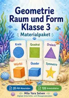 Vorschau - Arbeitsblätter - Geometrie Raum und Form Klasse 3 | Materialpaket | 20 PDFs mit 120 Arbeitsblättern - Deckblatt
