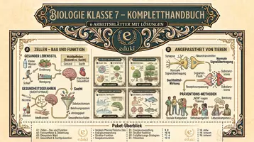 Vorschau - Unterrichtsreihen - Biologie Klasse 7 – Komplettpaket: 6 Arbeitsblätter mit Lösungen - Deckblatt