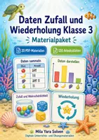 Vorschau - Arbeitsblätter - Daten Zufall und Wiederholung Klasse 3 | Materialpaket | 20 PDFs mit 120 Arbeitsblättern - Deckblatt