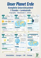 Vorschau - Stundenentwürfe - Unser Planet Erde | Geographie Klasse 5 | Komplettpaket: 5 Stunden und Lernkontrolle - Deckblatt
