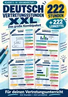 Vorschau - Arbeitsblätter - Deutsch Vertretungsstunden XXL | 222 Stunden und 222 Lernzettel | Klasse 5 bis 10 - Deckblatt
