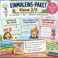 Vorschau - Arbeitsblätter - Einmaleins-Paket Klasse 2/3 – 1x1 verstehen, üben & spielerisch automatisieren - Deckblatt