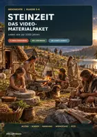 Vorschau - Arbeitsblätter - Steinzeit - Arbeitsblätter zu Kurzvideos mit QR-CODE und Lösungen - Deckblatt