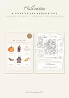 Vorschau - Mal- und Bastelvorlagen - Halloween Paket: Bildkarten und Ausmalbilder / Wortschatzkarten, Fensterbilder und Deko / Grundschule Klasse 1 bis 4 - Deckblatt