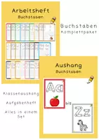 Vorschau - Arbeitsblätter - Buchstaben-Paket A-Z | Klassenzimmer-Aushang + Arbeitsheft im Set - Deckblatt