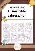 Vorschau - Mal- und Bastelvorlagen - Materialpaket Ausmalbilder Jahreszeiten - Deckblatt