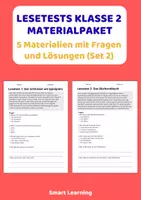 Vorschau - Stundenentwürfe - Lesetest Materialpaket Klasse 2 | 5 Materialien mit Fragen & Lösungen (Set 2) - Deckblatt