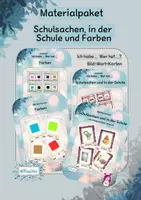 Vorschau - Spiele - Materialpaket Themen: Schulsachen, in der Schule und Farben - Deckblatt