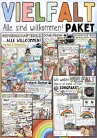 Vorschau - Arbeitsblätter - Vielfalt - Materialpaket "Alle sind willkommen" Poster, Lied, Materialien - Deckblatt