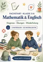 Vorschau - Stationenlernen - Fachstart Klasse 5/6 – Mathematik & Englisch: Diagnose, Übungen und Wiederholung | 6 Materialien, 120 Seiten - Deckblatt