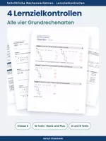 Vorschau - Test - Schriftliche Rechenverfahren - Komplettpaket mit 4 Lernzielkontrollen - Deckblatt