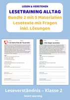 Vorschau - Stundenentwürfe - Lesetraining Alltag Materialpaket – Leseverständnis Klasse 2 | 5 Materialien mit Lösungen (Set 2) - Deckblatt
