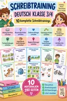 Vorschau - Stundenentwürfe - Schreibtraining Deutsch Klasse 3/4 – 10 Schreibtrainings als Bundle | Aufsatztraining - Deckblatt