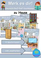 Vorschau - Spiele - Materialpaket - Merk es dir! zu Hause / wohnen / Möbel & Räume - 4 Versionen - DaZ/DaF/Deutsch (Grundschule) - Deckblatt