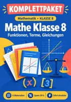 Vorschau - Arbeitsblätter - Mathe Klasse 8 Komplettpaket: Funktionen, Terme, Gleichungen - Deckblatt