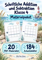 Vorschau - Arbeitsblätter - Schriftliche Addition und Subtraktion Klasse 4 | Materialpaket | 20 PDFs mit 184 Arbeitsblättern - Deckblatt