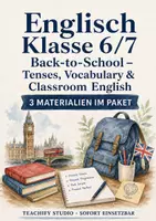 Vorschau - Arbeitsblätter - Englisch Klasse 6/7 Back-to-School – Tenses, Vocabulary & Classroom English mit Selbstkontrolle - Deckblatt