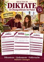 Vorschau - Arbeitsblätter - Diktate Klasse 7/8 im Paket | Fünfzehn Übungsdiktate mit Lückentext, Fehlersuche und Lösung - Deckblatt