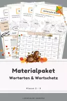 Vorschau - Arbeitsblätter - Materialpaket Herbst Deutsch Klasse 2–3 | Wortarten, Wortschatz & zusammengesetzte Wörter | Nomen, Verben, Adjektive - Deckblatt
