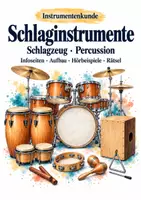 Vorschau - Arbeitsblätter - Schlaginstrumente – Instrumentenkunde-Bundle mit Schlagzeug & Percussion | Hörbeispiele und Rätsel - Deckblatt