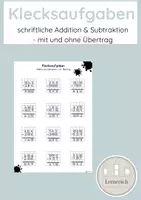 Vorschau - Arbeitsblätter - Materialpaket - Klecksaufgaben schriftliche Addition und Subtraktion - Deckblatt