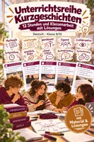 Vorschau - Arbeitsblätter - Unterrichtsreihe Kurzgeschichten | 12 Stunden und Klassenarbeit mit Lösungen | Deutsch Klasse 9/10 - Deckblatt