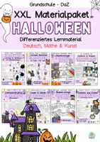 Vorschau - Stundenentwürfe - Materialpaket Halloween Mathe, Deutsch, Kunst (Klasse 1, Klasse 2, DaZ) - Deckblatt