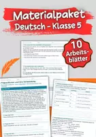 Vorschau - Arbeitsblätter - Materialpaket – Deutsch Klasse 5 – Arbeitsblätter - Deckblatt