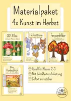 Vorschau - Arbeitsblätter - Materialpaket - 4 x Kunst im Herbst - Basteln Grundschule Kunst Klasse 2, Kunst Klasse 3 - Deckblatt