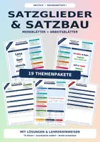 Vorschau - Arbeitsblätter - Satzglieder & Satzbau komplett | 19 Merkblatt-Pakete mit Lösungen | Deutsch Klasse 5-10 - Deckblatt