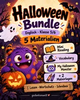 Vorschau - Arbeitsblätter - Halloween Bundle Englisch Klasse 5/6 | Reading, Vocabulary, Writing & Colouring - Deckblatt
