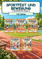 Vorschau - Arbeitsblätter - Sportfest und Bewegung: 5 Lesehefte und Schreibhefte mit Arbeitsblättern und Lösungen - Deckblatt